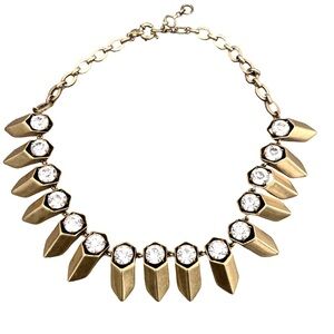 J Crew Brass & Crystal Statement Necklace